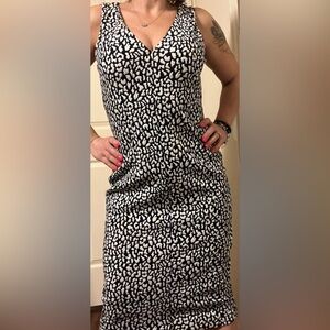 Michael Kors Navy and White Patterned Dress